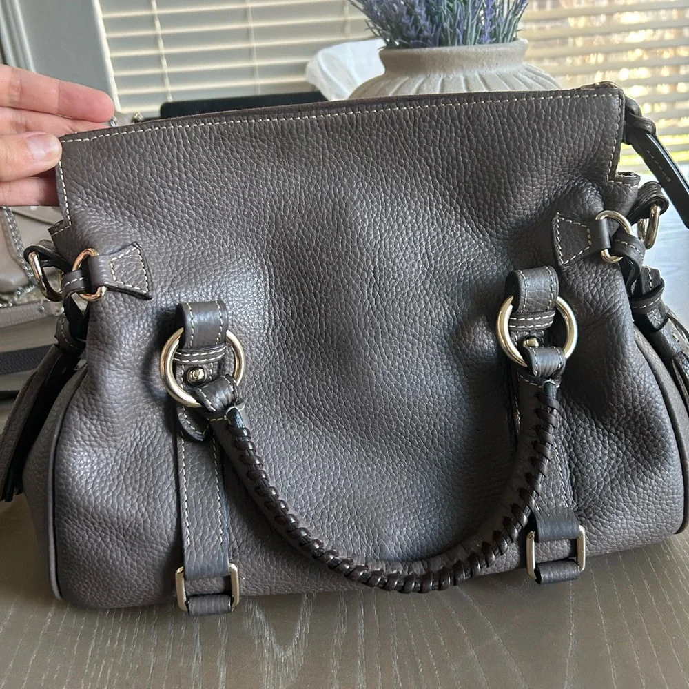 Dooney & Bourke elephant grey Leather Satchel - Picture 2 of 16